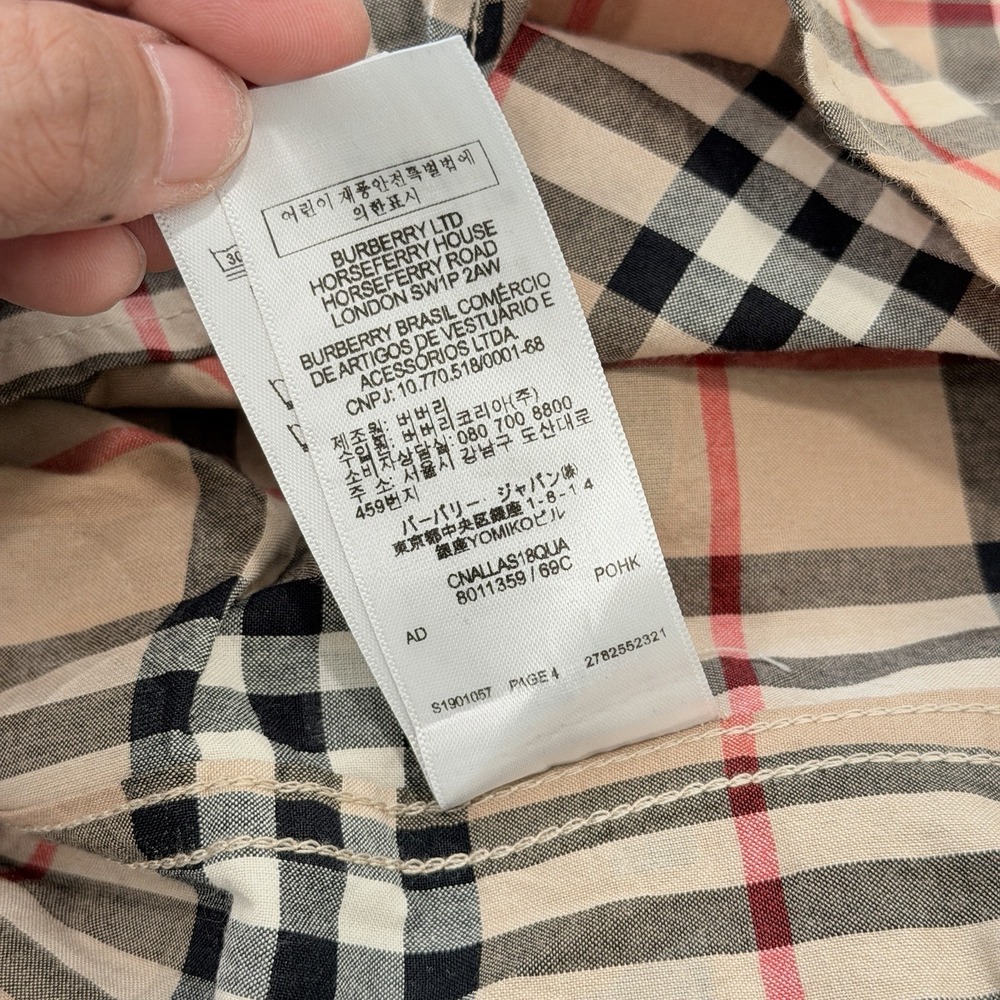Burberry London England Check Logo Print Button Shirt Beige Men's Large - Picture 13 of 15